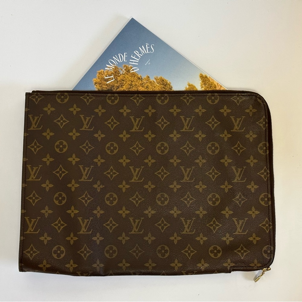 💯% Authentic LOUIS VUITTON Monogram Office Document Folio Zip Briefcase EUC